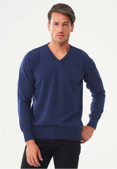 Men's V-Neck Organic Cotton Sweater Navy