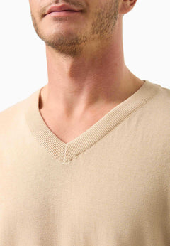 Men's V-Neck Organic Cotton Sweater Beige