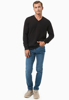 Men's V-Neck Organic Cotton Sweater Black