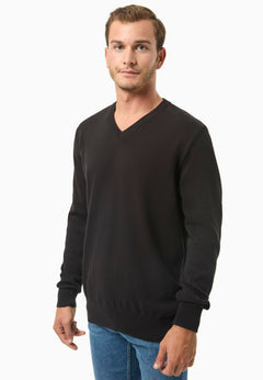 Men's V-Neck Organic Cotton Sweater Black