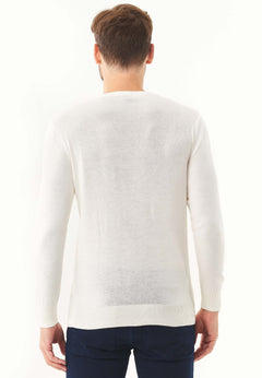 Men's V-Neck Organic Cotton Sweater Off White