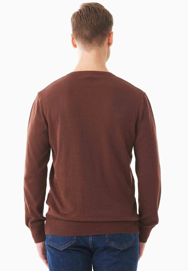 Men's V-Neck Organic Cotton Sweater Radical Brown