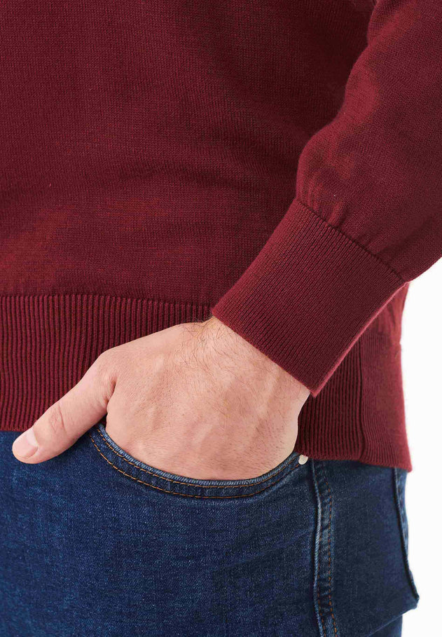 Men's V-Neck Organic Cotton Sweater Syrah Red