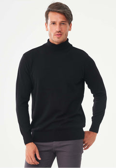 Men's Organic Cotton Turtleneck Sweater Black