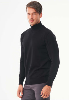 Men's Organic Cotton Turtleneck Sweater Black