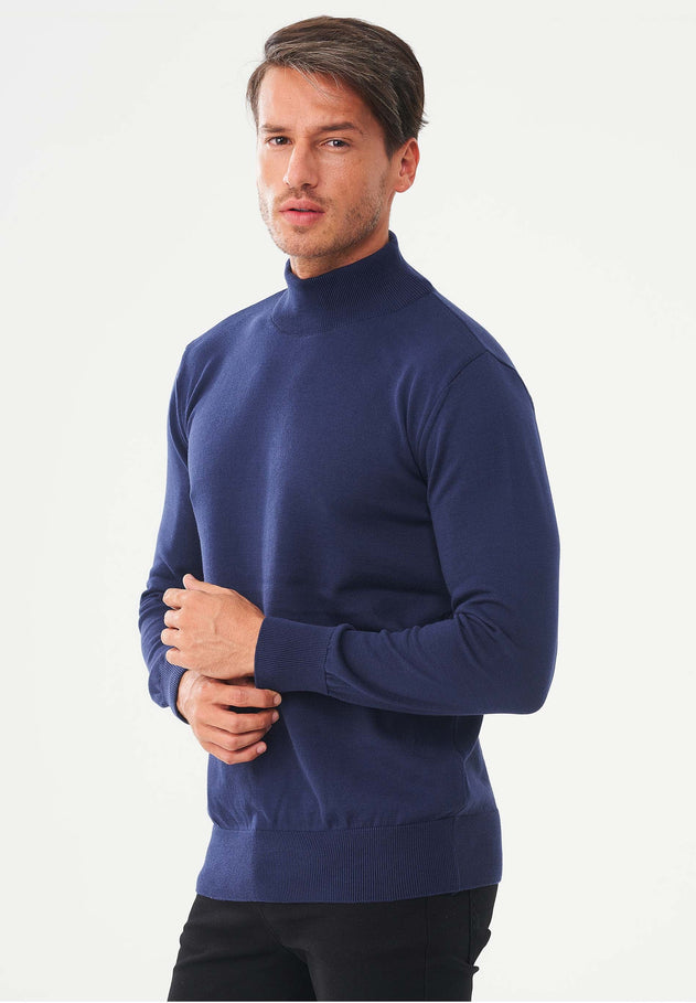 Men's Organic Cotton Turtleneck Sweater Navy
