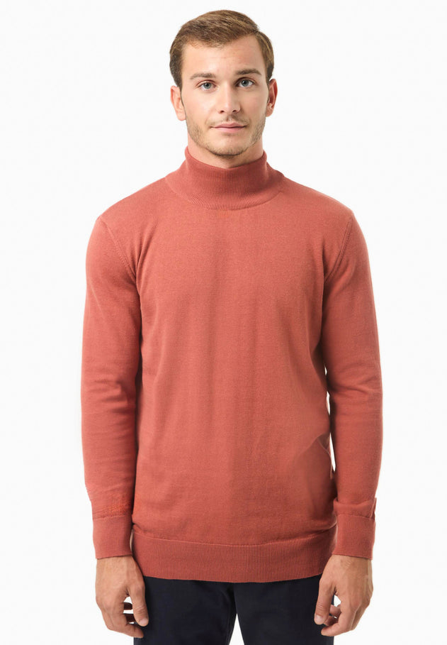 Men's Organic Cotton Turtleneck Sweater Cinnamon