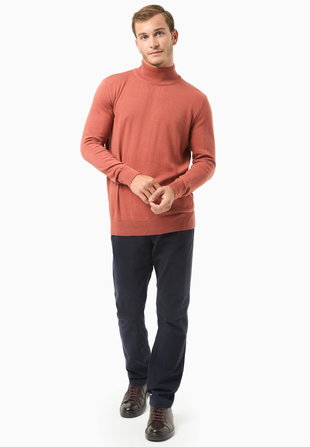 Men's Organic Cotton Turtleneck Sweater Cinnamon