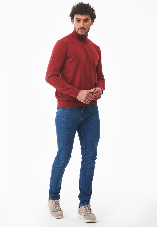Men's Organic Cotton Turtleneck Sweater Merlot