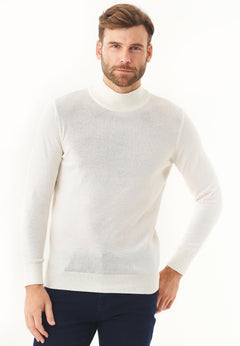 Men's Organic Cotton Turtleneck Sweater Off White