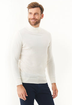 Men's Organic Cotton Turtleneck Sweater Off White