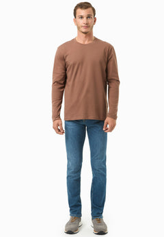 Men's Casual Long-Sleeved T-Shirt Cocoa Brown