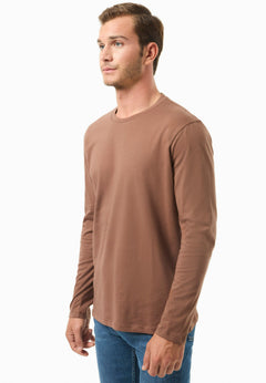 Men's Casual Long-Sleeved T-Shirt Cocoa Brown