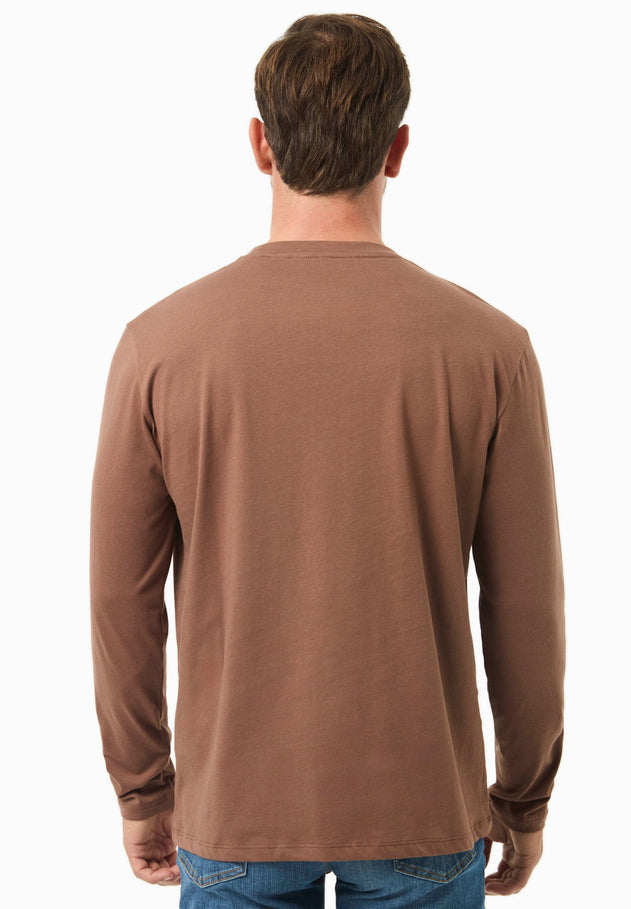 Men's Casual Long-Sleeved T-Shirt Cocoa Brown