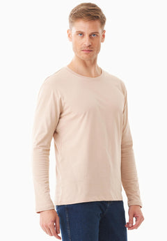 Men's Casual Long-Sleeved T-Shirt Beige