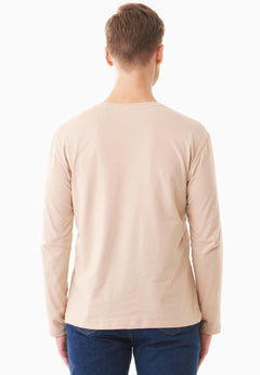 Men's Casual Long-Sleeved T-Shirt Beige