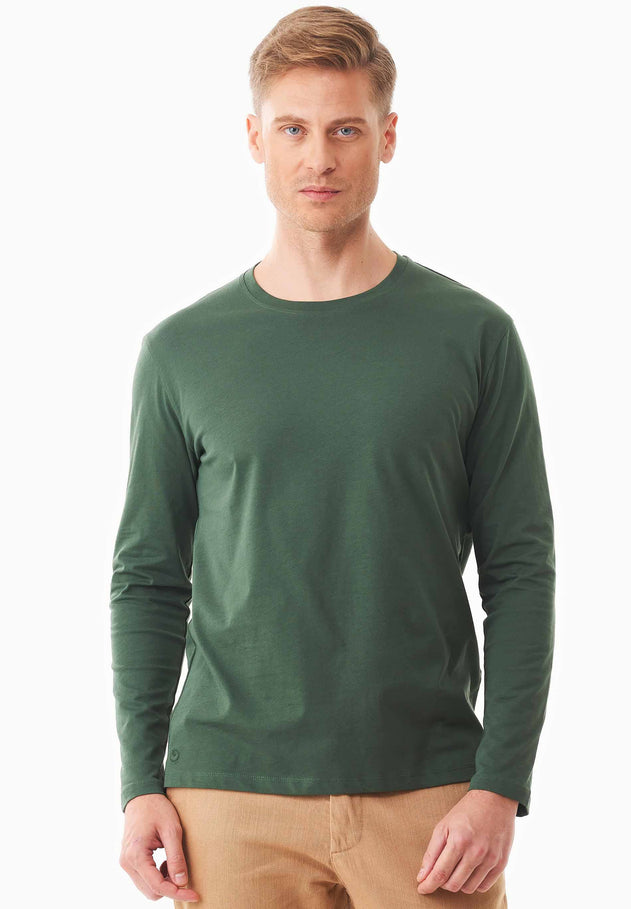 Men's Casual Long-Sleeved T-Shirt Dark Olive