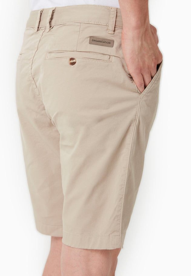 Men's Slim-Fit Organic Cotton Chino Shorts Feather Beige