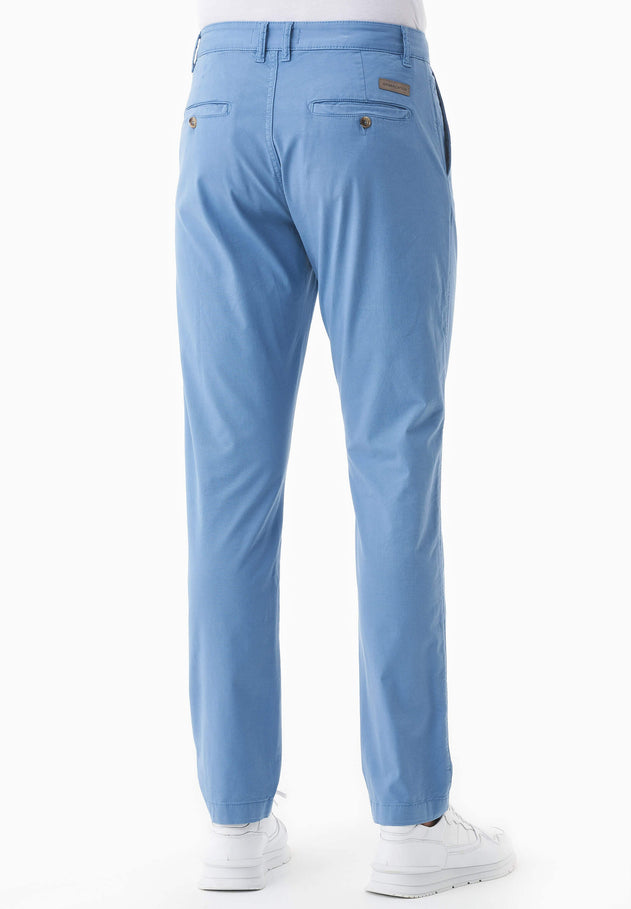 Men's Slim-Fit Organic Cotton Trousers Coronet Blue