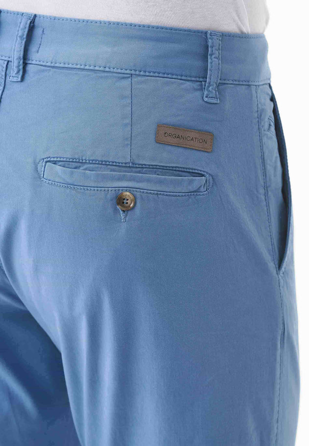 Men's Slim-Fit Organic Cotton Trousers Coronet Blue