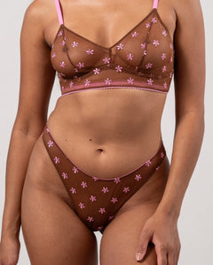 Mesh Thong Mocha/Candy Pink