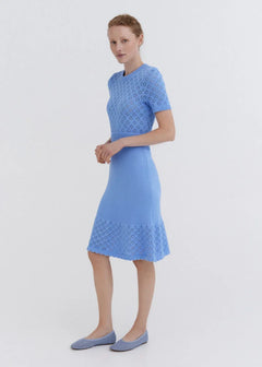 Knitted Cotton Lace Dress Sky