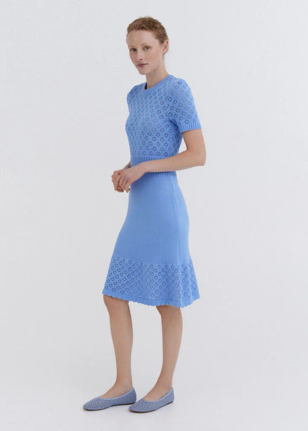 Knitted Cotton Lace Dress Sky