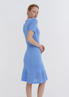 Knitted Cotton Lace Dress Sky