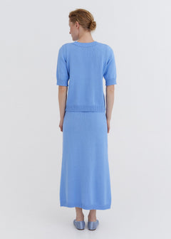 Knitted Cotton Midi Skirt Sky