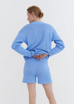 Knitted Cotton Shorts Sky