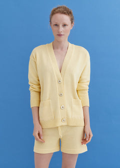 Knitted Cotton Cardigan and Shorts Set Sun