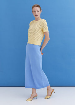 Knitted Cotton Midi Skirt Sky