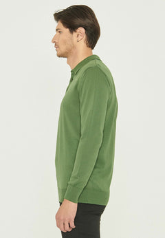 Men's Polo Collar Knit Sweater Green