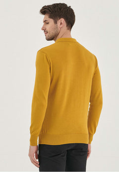 Men's Polo Collar Knit Sweater Olive