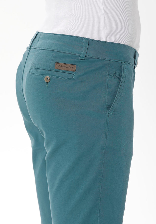 Men's Slim Organic Cotton Chino Shorts Petrol Green