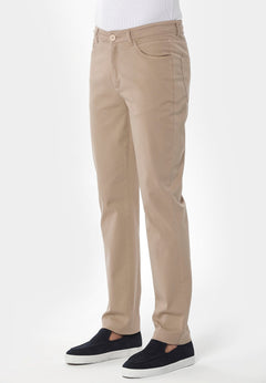 Men's Five-Pocket Organic Cotton Trousers Beige