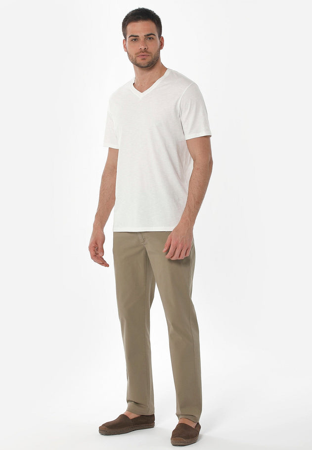 Men's Five-Pocket Organic Cotton Trousers Olive