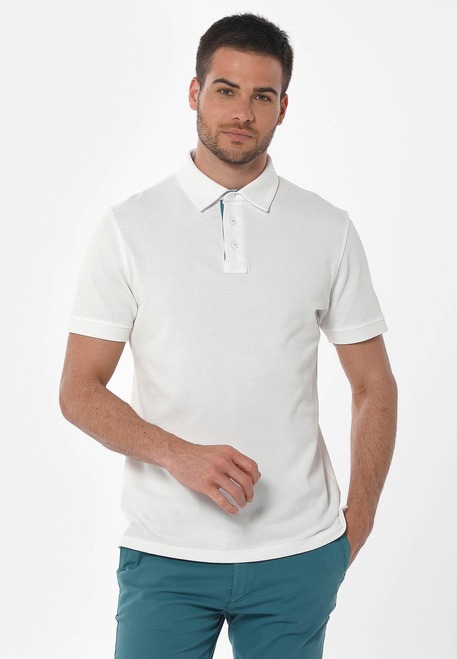 Men's Pique Polo T-Shirt Off White