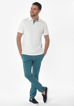 Men's Pique Polo T-Shirt Off White