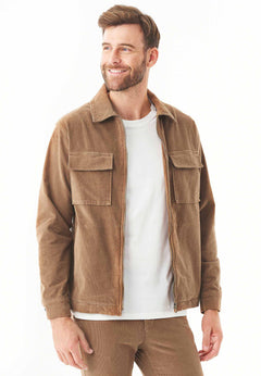 Men's Full Zip Corduroy Overshirt Camel