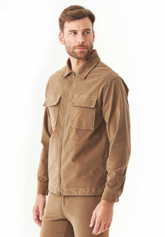 Men's Full Zip Corduroy Overshirt Camel