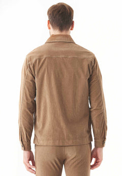 Men's Full Zip Corduroy Overshirt Camel