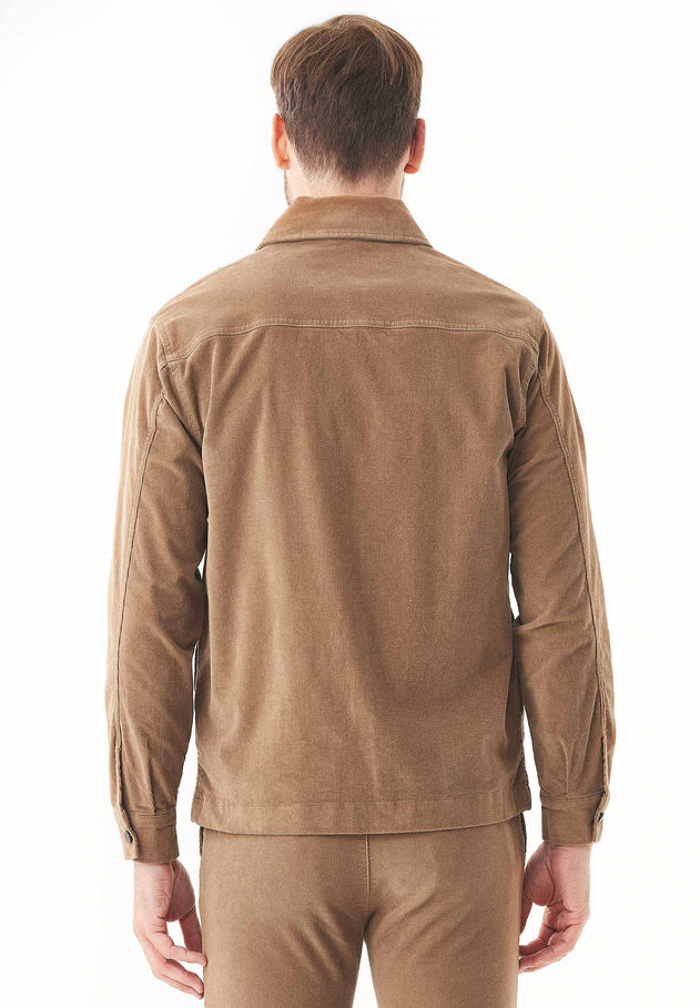 Men's Full Zip Corduroy Overshirt Camel