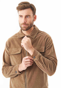 Men's Full Zip Corduroy Overshirt Camel