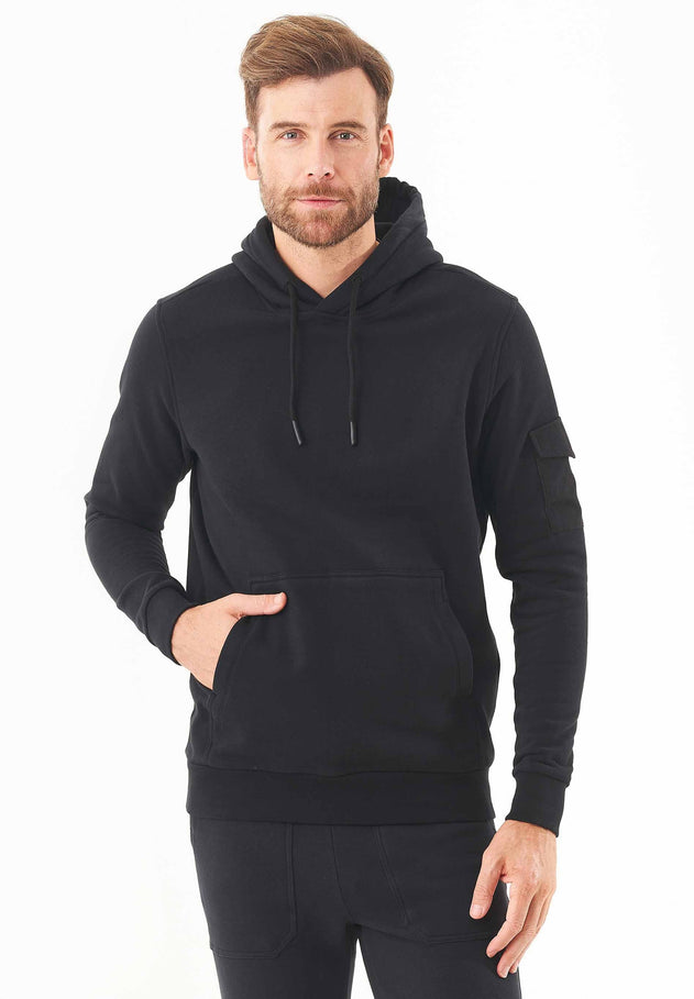 Men's Soft Touch Hoodie With Sleeve Pocket Black