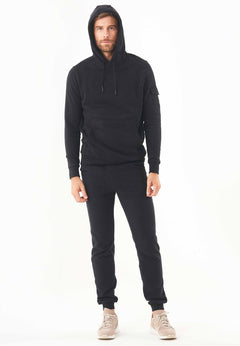 Men's Soft Touch Hoodie With Sleeve Pocket Black