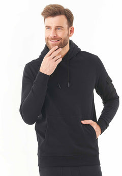 Men's Soft Touch Hoodie With Sleeve Pocket Black