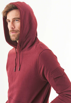 Men's Soft Touch Hoodie With Sleeve Pocket Bordeaux