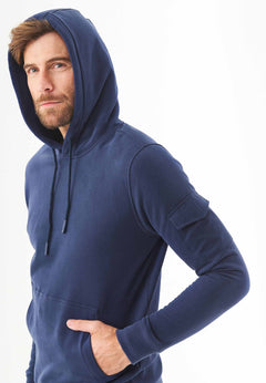 Men's Soft Touch Hoodie With Sleeve Pocket Navy