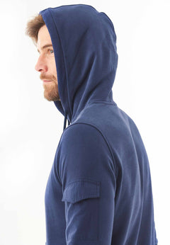 Men's Soft Touch Hoodie With Sleeve Pocket Navy